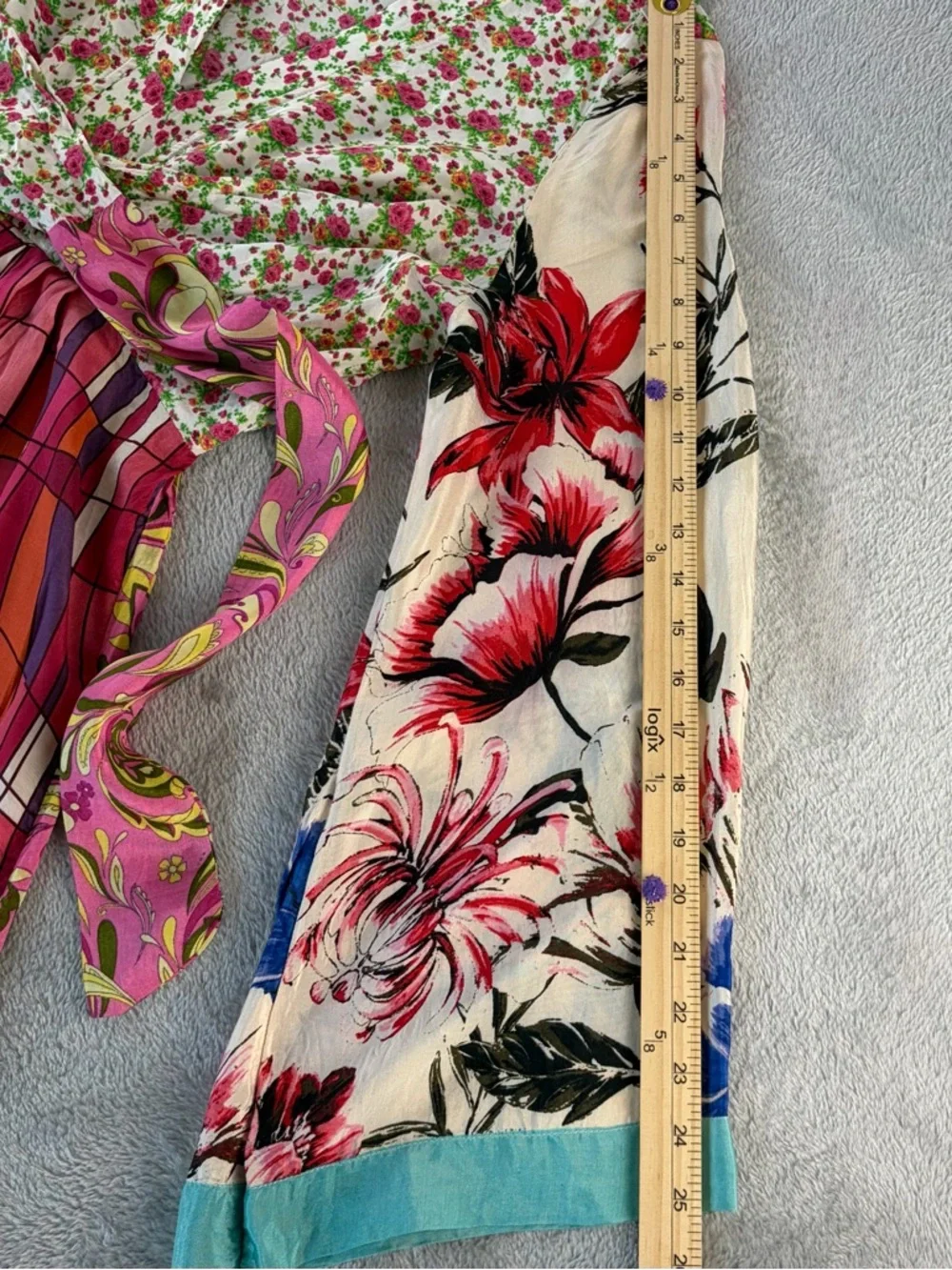 River Island Size 8 flirty kimono wrap dress block mixed prints - Picture 9 of 10